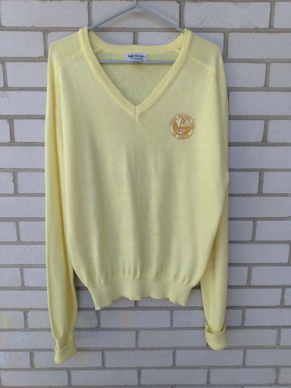 Vintage 80s Sweater Size Large Yellow Fundy National Park New Brunswick Souvenir